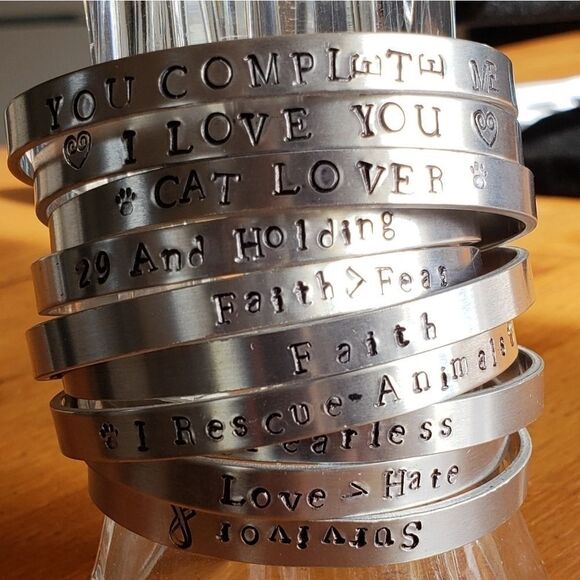 Life is better with cats, Aluminum cuff bracelet. - Picture 2 of 2